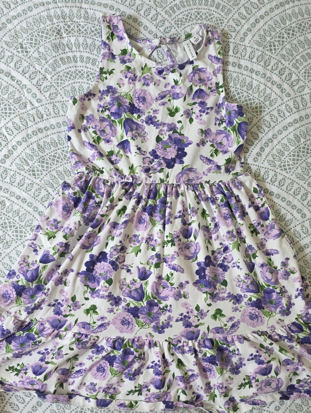 Janie and Jack White Dress with Purple Floral Print